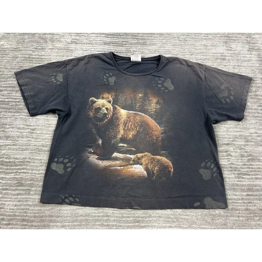 Vintage CMJ 90s Shirt Adult‎ Large Black All over Print Single Stitch Bear